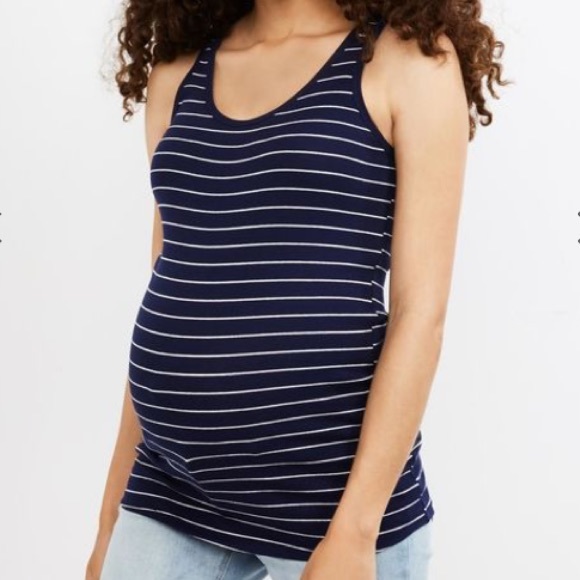 Motherhood Maternity Womens Maternity Sleeveless Scoop Neck Ribbed Tank Top